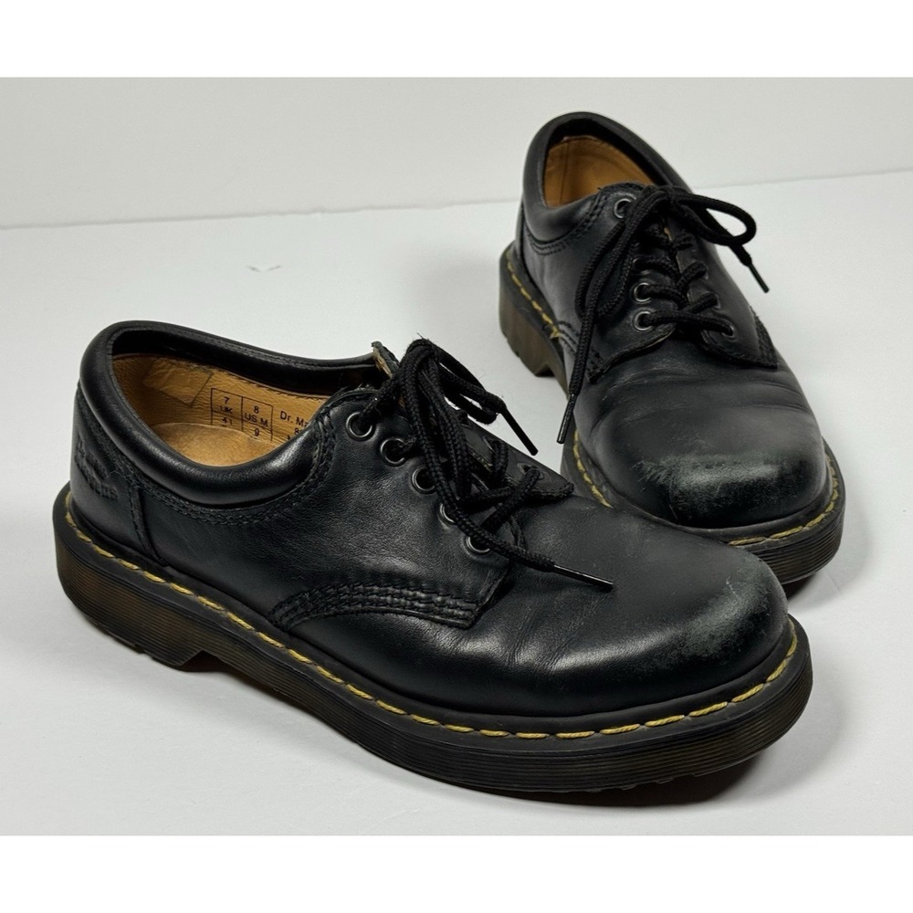 Dr Martens 8053 Black Leather Oxford Shoes Mens 8 Women 9 Chunky AirWair Lace Up